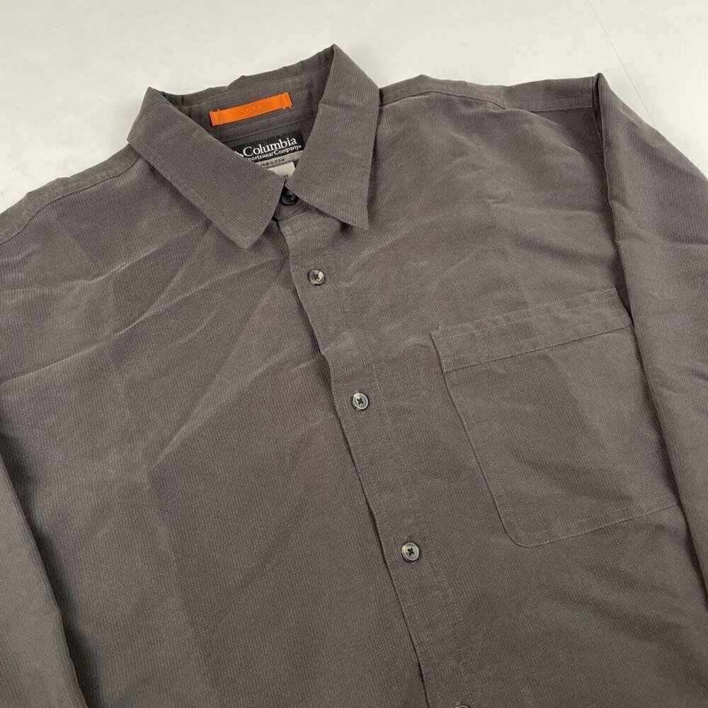 Columbia XCO Long Sleeve Button Up Shirt Mens Large Dark Gray Modal Poly